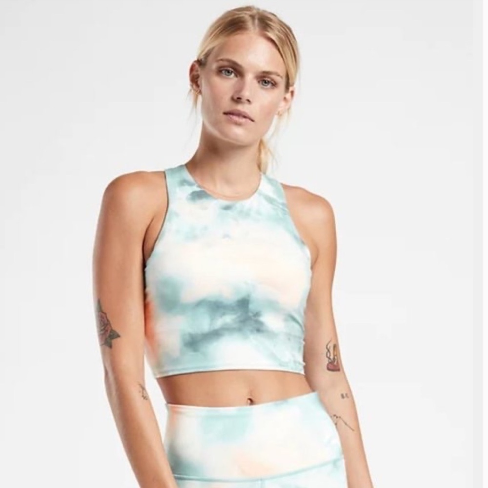 Athleta Set Conscious Crop Top + Leggings in Tie Dye